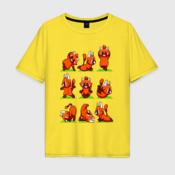 Футболка оверсайз мужская Йога красной панды, цвет: желтый