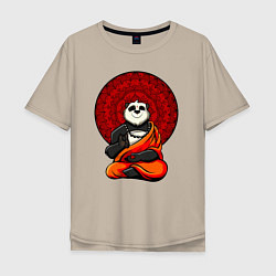 Футболка оверсайз мужская Медитация панды Дзен, цвет: миндальный