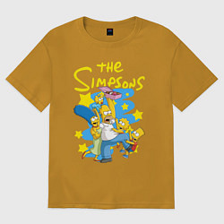 Футболка оверсайз мужская The SimpsonsСемейка Симпсонов, цвет: горчичный
