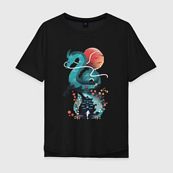 Футболка оверсайз мужская История Тихоро и Хаку, цвет: черный