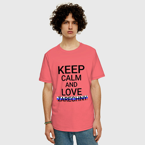 Мужская футболка оверсайз Keep calm Zarechny Заречный / Коралловый – фото 3