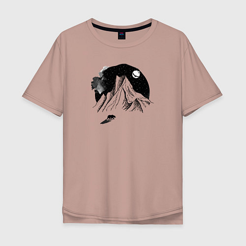 Мужская футболка оверсайз Тень медведя / Пыльно-розовый – фото 1