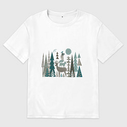 Футболка оверсайз мужская WILD FOREST ANIMALS, цвет: белый