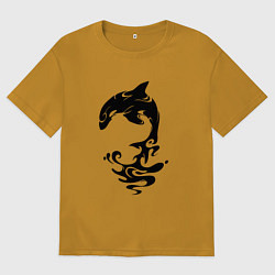 Футболка оверсайз мужская Чёрный Дельфин, цвет: горчичный