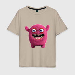 Футболка оверсайз мужская FLUFFY COLORED MONSTER, цвет: миндальный