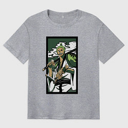 Футболка оверсайз мужская ЗОРО САМУРАЙ ИЗ ВАН ПИСА, цвет: меланж