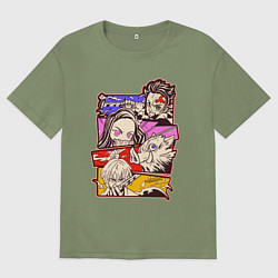 Футболка оверсайз мужская Клинок, рассекающий демонов Истребитель демонов, цвет: авокадо