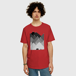 Футболка оверсайз мужская Медведь и треугольные горы, цвет: красный — фото 2