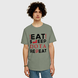 Футболка оверсайз мужская Надпись: Eat Sleep Dota Repeat, цвет: авокадо — фото 2
