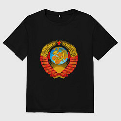 Футболка оверсайз мужская Герб ссср без фона, цвет: черный