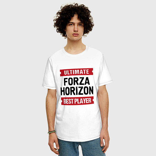 Мужская футболка оверсайз Forza Horizon: таблички Ultimate и Best Player / Белый – фото 3