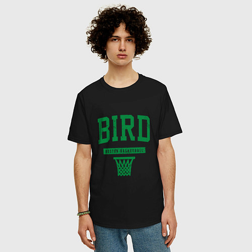 Мужская футболка оверсайз Bird - Boston / Черный – фото 3