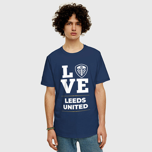Мужская футболка оверсайз Leeds United Love Classic / Тёмно-синий – фото 3