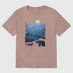 Футболка оверсайз мужская Животные в горах, цвет: пыльно-розовый