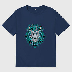 Футболка оверсайз мужская Голубой лев, цвет: тёмно-синий