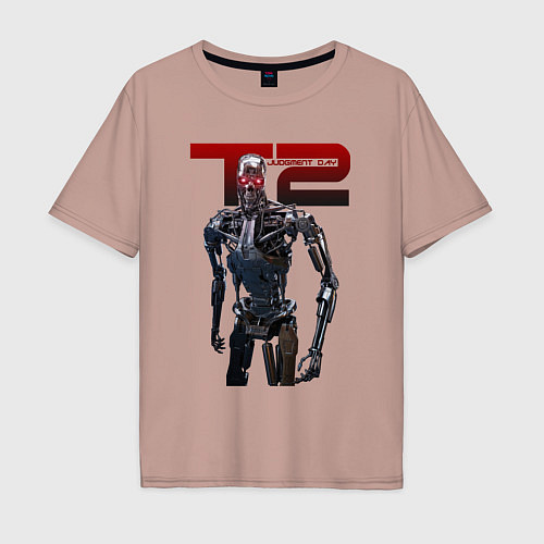 Мужская футболка оверсайз Terminator 2 - T800 / Пыльно-розовый – фото 1