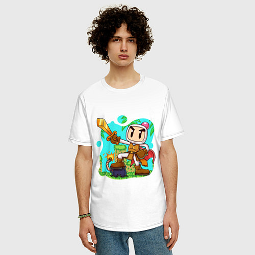 Мужская футболка оверсайз Bomberman / Белый – фото 3