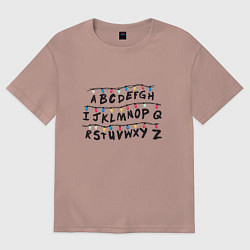 Футболка оверсайз мужская STRANGER THINGS ALPHABET, цвет: пыльно-розовый