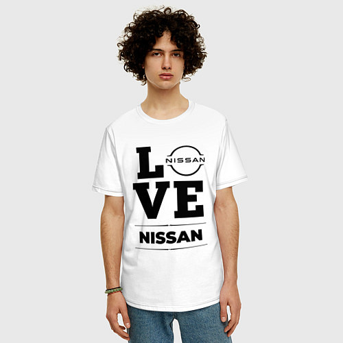 Мужская футболка оверсайз Nissan Love Classic / Белый – фото 3