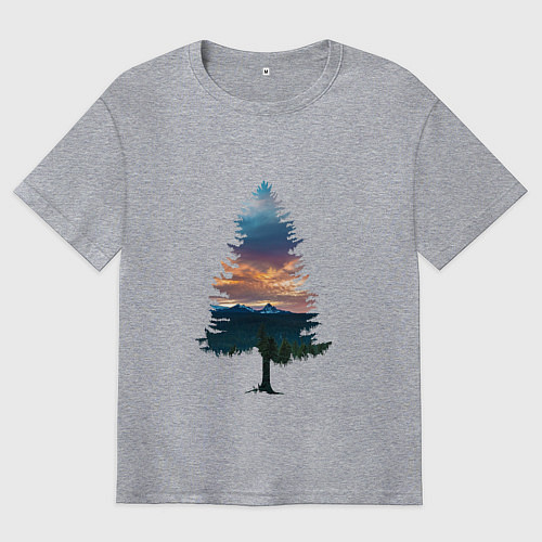 Мужская футболка оверсайз Лес в ёлке / Меланж – фото 1