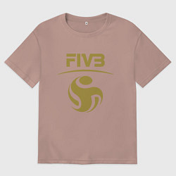 Футболка оверсайз мужская FIVB ВОЛЕЙБОЛ ЛОГО, цвет: пыльно-розовый