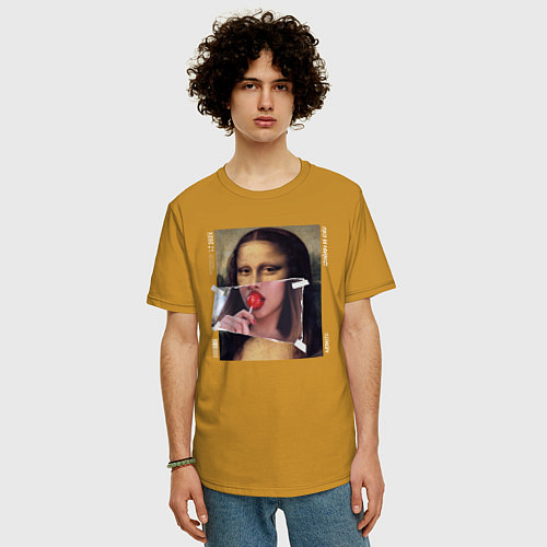 Мужская футболка оверсайз Mona Lisa 202X modern / Горчичный – фото 3