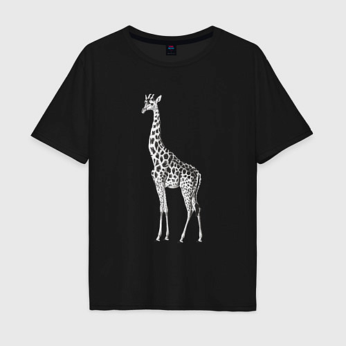 Мужская футболка оверсайз Грация жирафа / Черный – фото 1