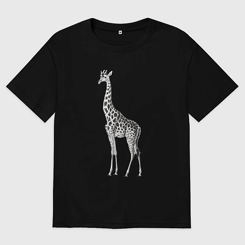 Мужская футболка оверсайз Грация жирафа / Черный – фото 1