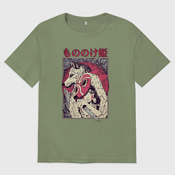Футболка оверсайз мужская ПРИНЦЕССА МОНОНОКЕPRINCESS MONONOKE, цвет: авокадо