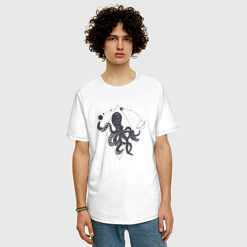Мужская футболка оверсайз Space Octopus / Белый – фото 3