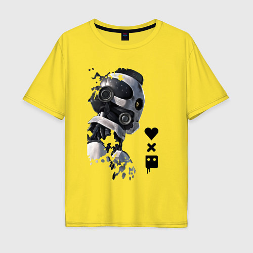 Мужская футболка оверсайз Xbot 4000 в профиль с лого / Желтый – фото 1