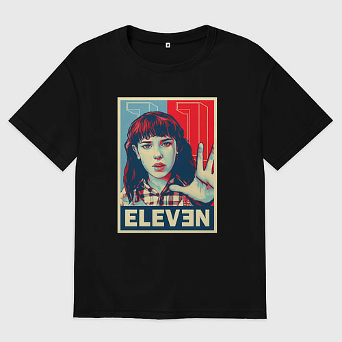 Мужская футболка оверсайз Stranger Things Eleven / Черный – фото 1
