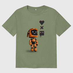 Футболка оверсайз мужская Оранжевый робот с логотипом LDR, цвет: авокадо