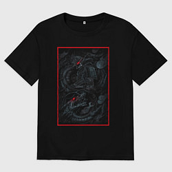Футболка оверсайз мужская Самурай Убийца драконов, цвет: черный