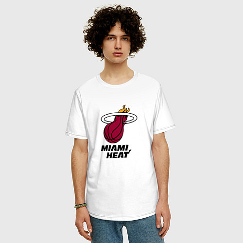Мужская футболка оверсайз Майами Хит NBA / Белый – фото 3
