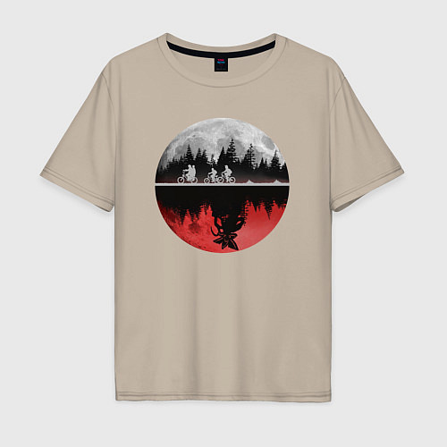 Мужская футболка оверсайз Stranger Things Moon / Миндальный – фото 1