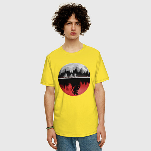 Мужская футболка оверсайз Stranger Things Moon / Желтый – фото 3