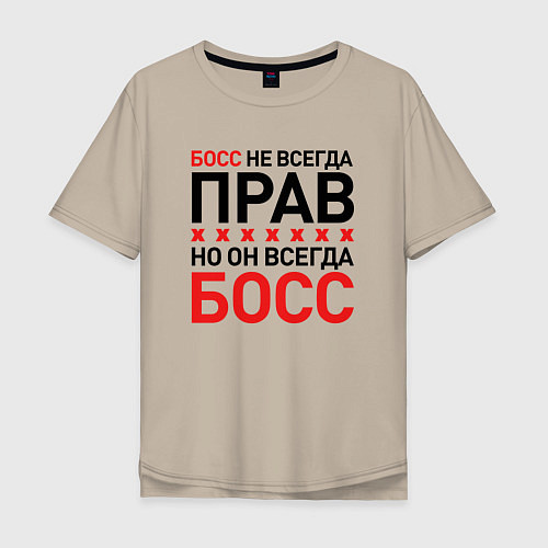 Мужская футболка оверсайз Босс не всегда прав, но всегда босс / Миндальный – фото 1