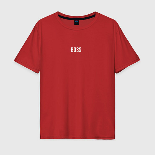 Мужская футболка оверсайз Boss White Text / Красный – фото 1