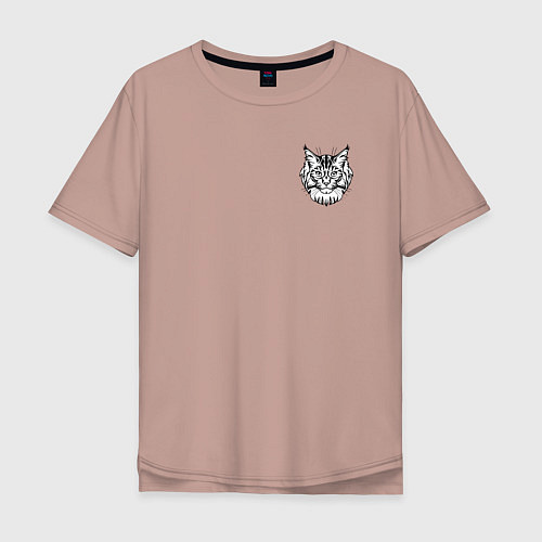 Мужская футболка оверсайз Морда кота Мейн-куна / Пыльно-розовый – фото 1