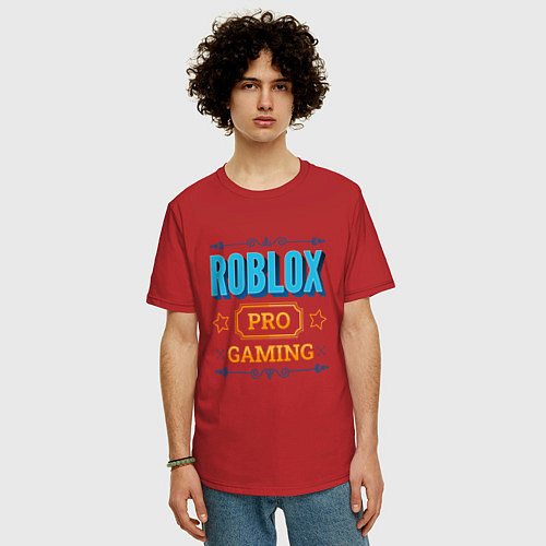 Мужская футболка оверсайз Игра Roblox PRO Gaming / Красный – фото 3