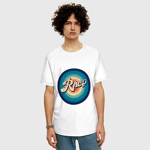 Мужская футболка оверсайз RHCP Circle / Белый – фото 3