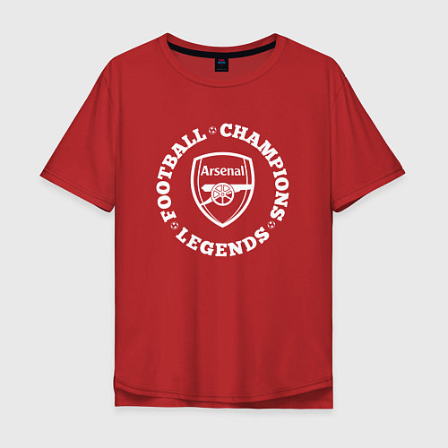 Мужская футболка оверсайз Символ Arsenal и надпись Football Legends and Cham / Красный – фото 1