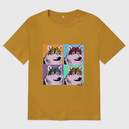 Мужская футболка оверсайз Andy Wolfol / Горчичный – фото 1