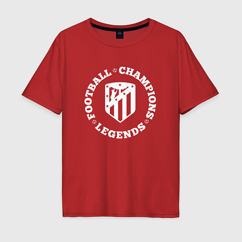 Мужская футболка оверсайз Символ Atletico Madrid и надпись Football Legends / Красный – фото 1