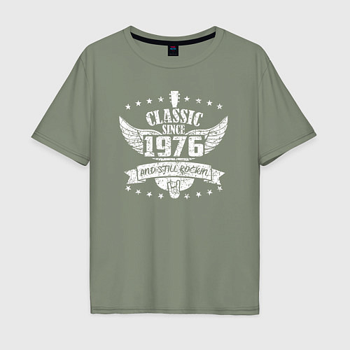 Мужская футболка оверсайз Классический с 1976 и до сих пор рокер / Авокадо – фото 1
