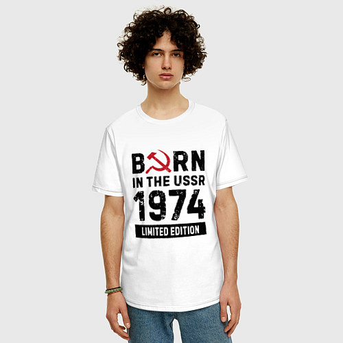 Мужская футболка оверсайз Born In The USSR 1974 Limited Edition / Белый – фото 3