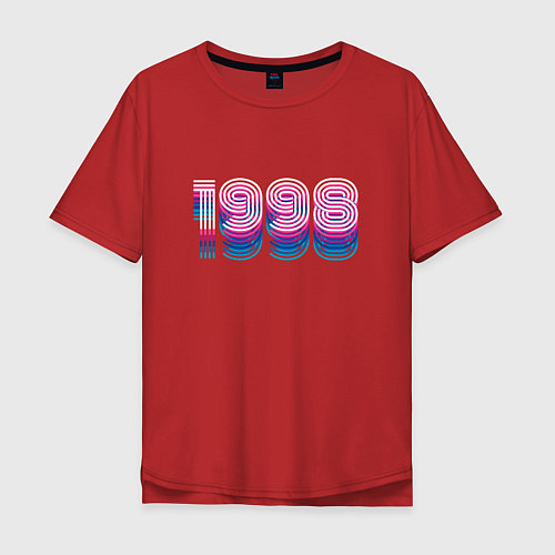 Мужская футболка оверсайз 1998 Год Ретро Неон / Красный – фото 1