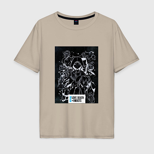 Мужская футболка оверсайз Love Death & Robots Collage / Миндальный – фото 1