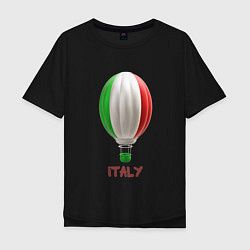 Футболка оверсайз мужская 3d aerostat Italy flag, цвет: черный